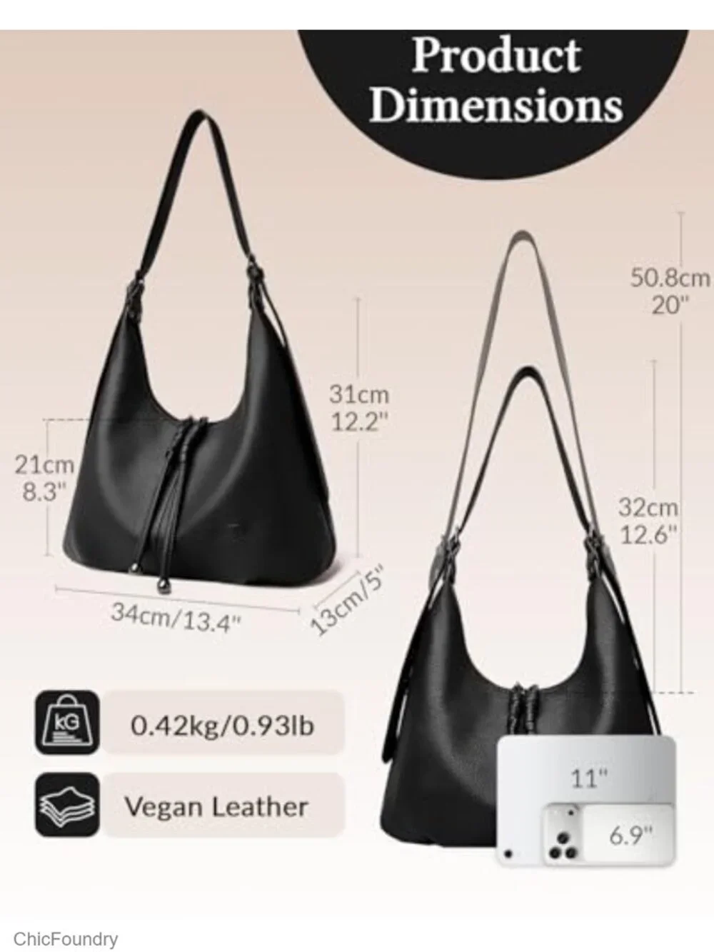 Ultra Soft Vegan Leather Hobo Shoulder Handbag - Trendy Slouchy Tote Crossbody